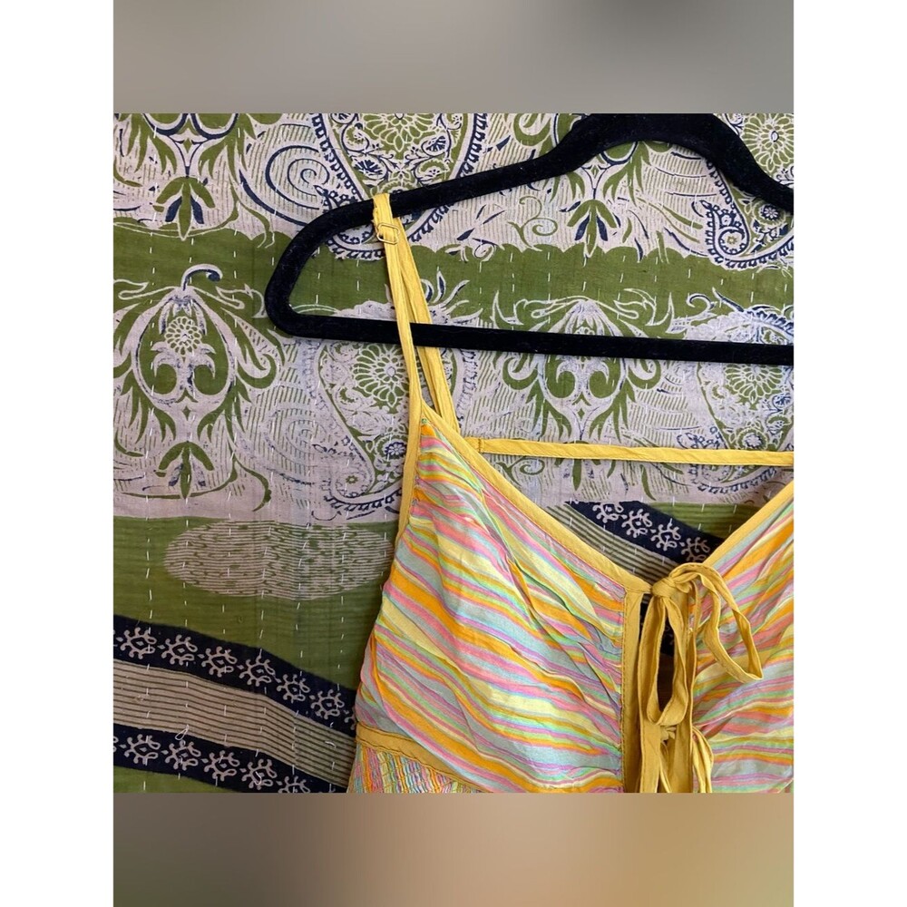 Free People Citrus Combo Poplin Dream Weaver Boho Maxi Dress Size Extra Large - Picture 7 of 16